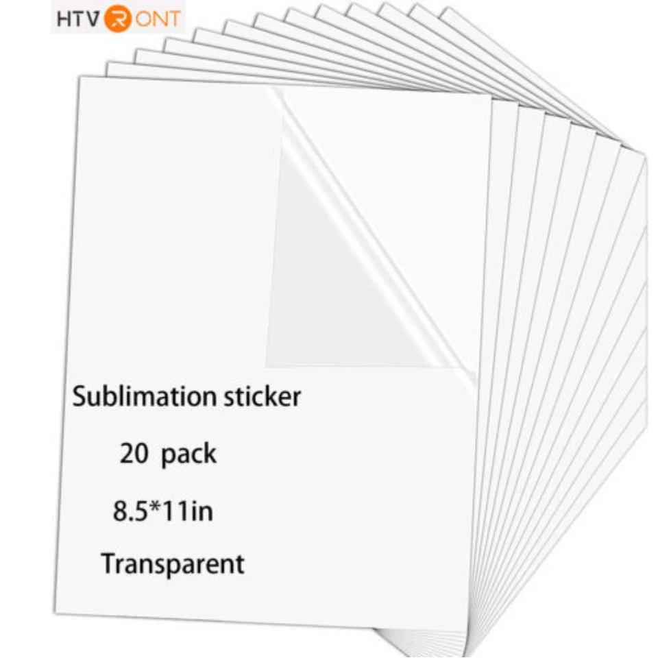 HtvRont 20 ks biely/priehľadný sublimačný adhezívny vinylový nálepka sublimačné nálepky papierový papier pre poháre poháre