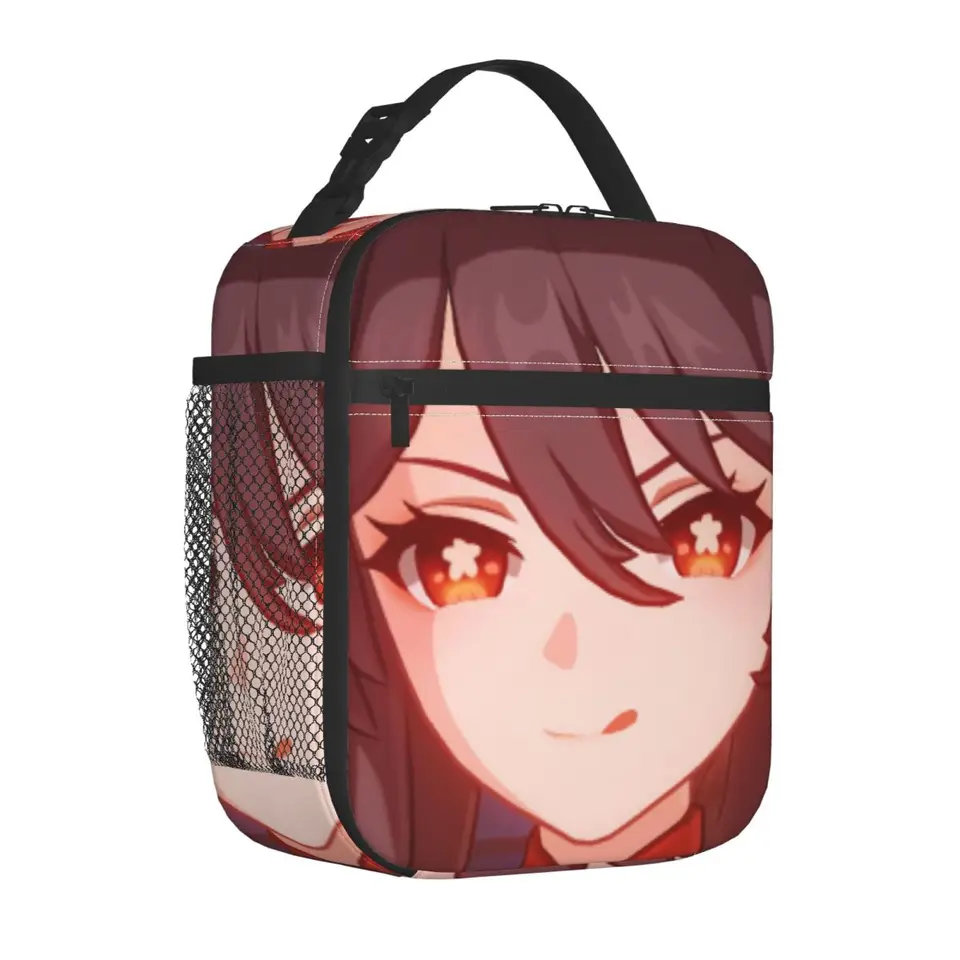 Hu Tao Game Izolovaná obedová taška na obed Cooker Bag Cytle Cantainer Childe Genshin Impact Tote Lunch Box pre mužov