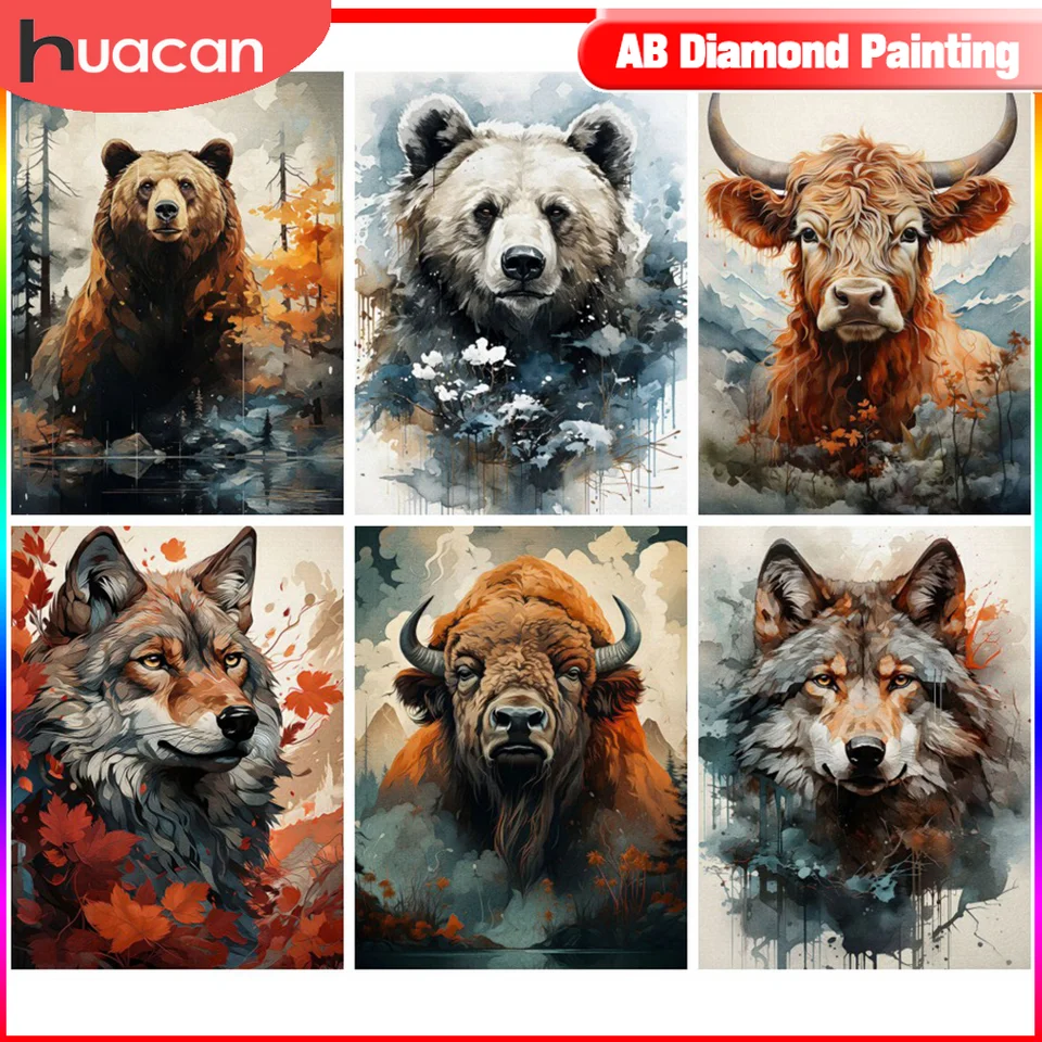 Huacan Animal Diamond Painting Cross Stitch súprav