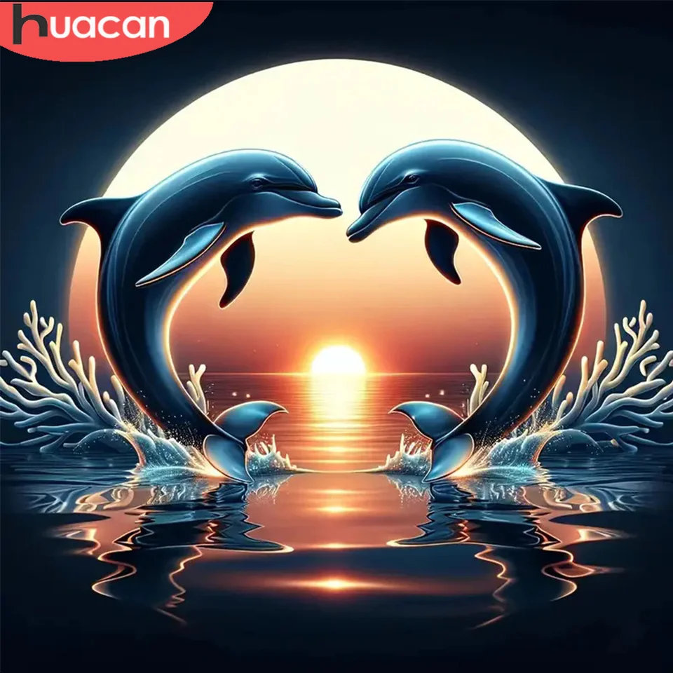 Huacan Diamond Mosaic 5D Dolphin Painting Full Round Round SmopeNeston