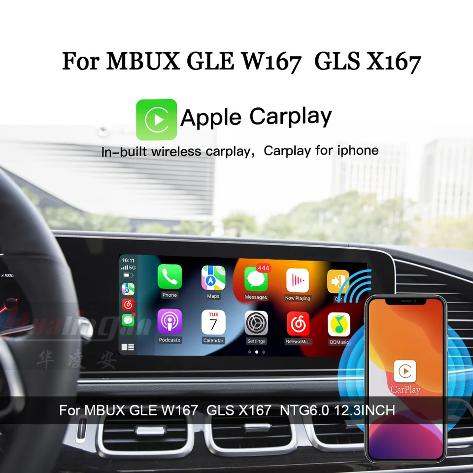 Hualingan Android12.0 128g Fullscreen Apple CarPlay na Mercedes GLS X167 GLE350 W167 MBUX Keep Original System Tiktok YouTube