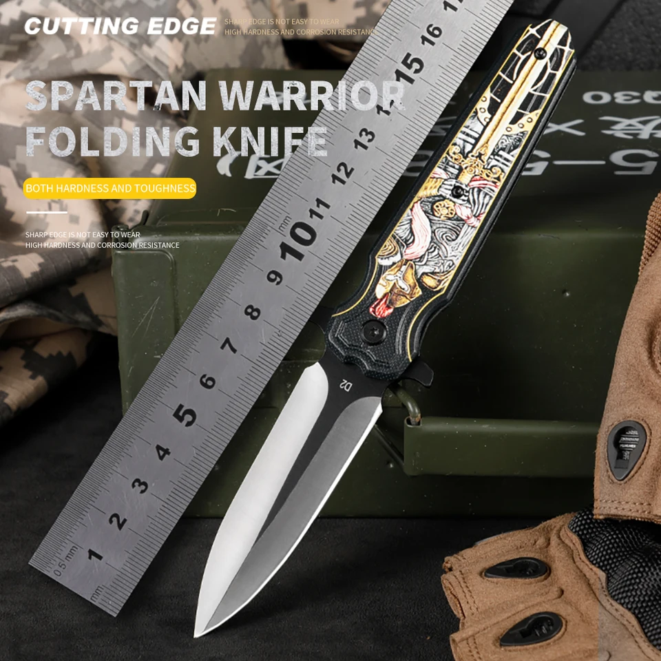 Huangfud2 skladací nôž EDC/ vreckový nôž 3D tlačené kompozitné vlákno rukoväte guľôčkového ložiska guľôčkové ložisko vonkajšie kempingové poľovné skladanie noža