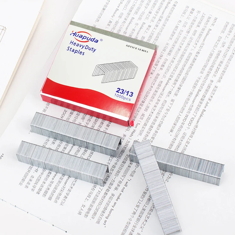 Huapuda 1000ks/box sponky/nechty/nechty 23/13 pre ťažkú ​​zošívačku 0100 a 0240 Kovové svorky viažuce domácu kanceláriu