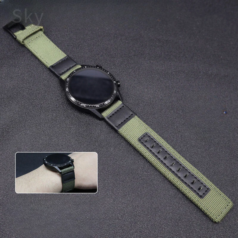 Huawei 3 Jeep Canvas Nylon pre GT2 Pro Polar/Hua Xiaomi/Samsung/Honor/OnePlus/Ticwatch/Vivo Zhrubne tkané Smart Watch Strap Strap