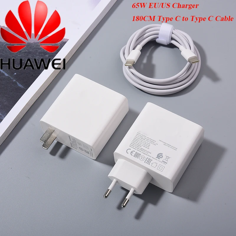 Huawei 65W USB-C Fast Charger 20V 3.25a Rýchle nabíjanie adaptéra steny US Wall pre Matebook 16 15 14 x Pro D15 +1,8 m kábel Dual Type C