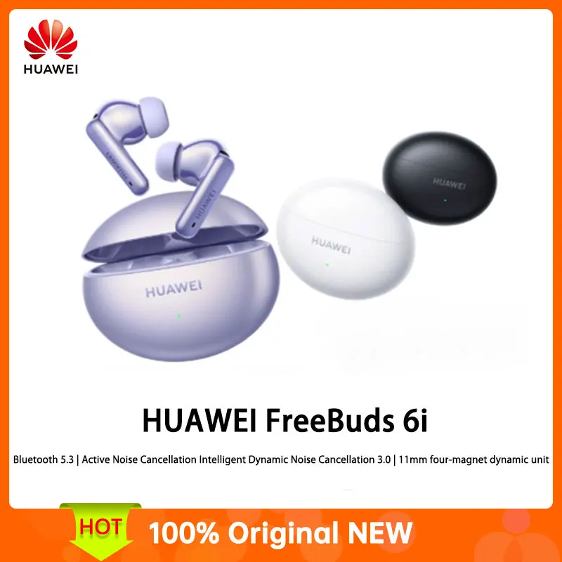 Huawei FreeBuds 6i káblové nabíjanie Bluetooth 5.3 | Redukcia aktívnej redukcie hluku Inteligentné dynamické redukcie hluku 3.0 | 11 mm štyri-mag