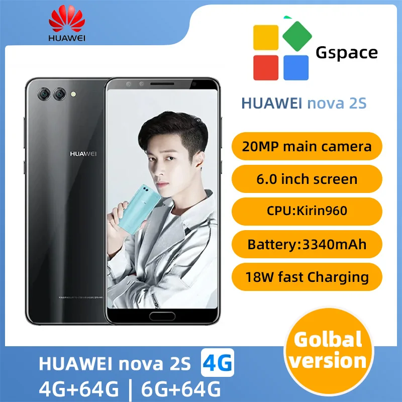 Huawei Nova 2S 4G LTE Mobilný telefón Kirin 960 6 GB RAM 64 GB ROM 20.0MP+20.0MP 6.0 