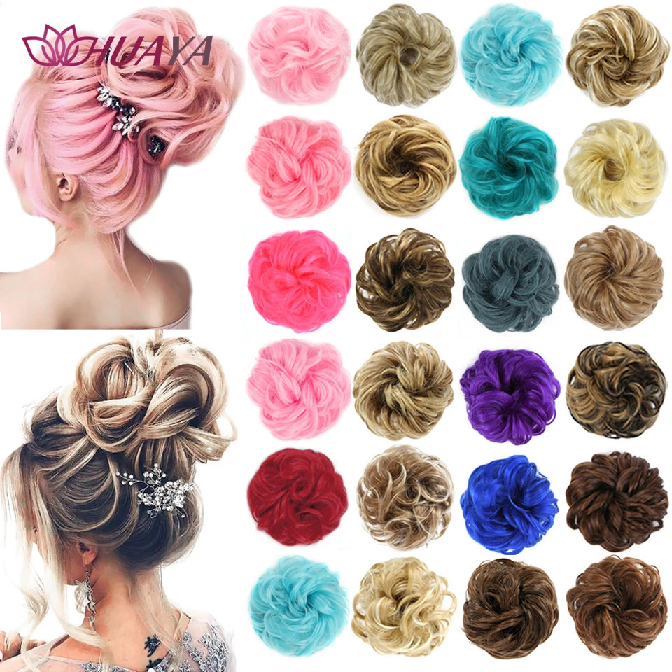 Huaya syntetické kučeravé šišky chignon účesy