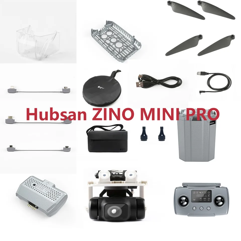Hubsan Zino Mini Pro RC Drone Quadcopter Náhradné skrutkové vrtule Blade nabíjačku USB nabíjačku diaľkový ovládač fotoaparátu atď.