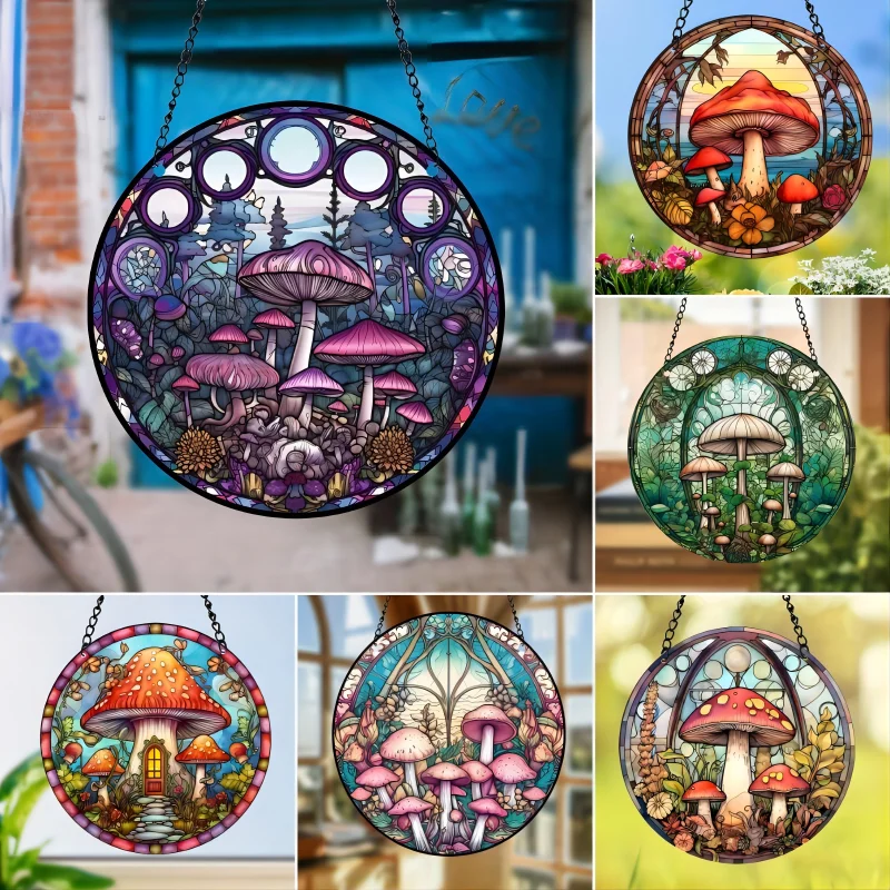 Huby série okno Suncatcher Round Acryl Wall Hanging Light Catcher Domáca spálňa prívesok farmár dekor