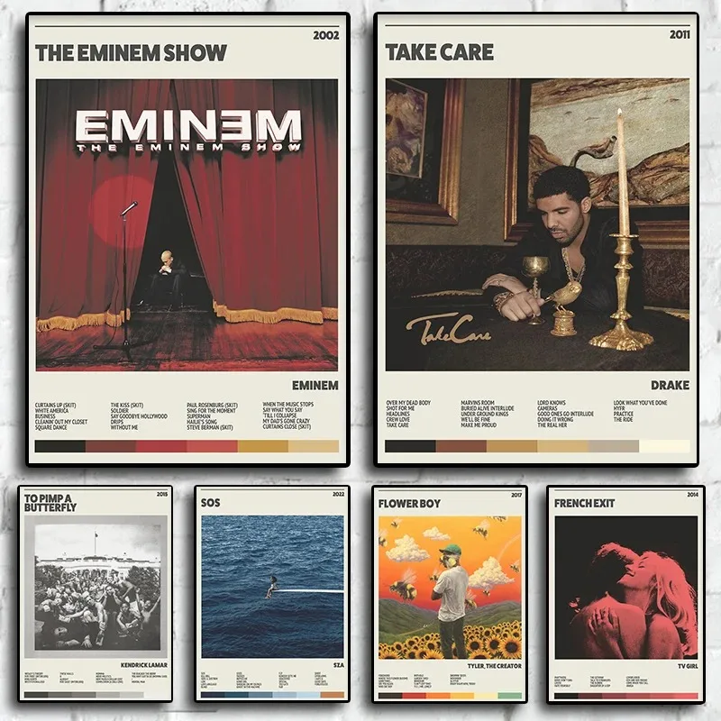 Hudba Hot Album Star Eminem Sza TV Gigl Drake Plagát Hip Hop Plagáty pre obývaciu izbu plátno maľba umelecká domáca nástenná dekorácia obrázok