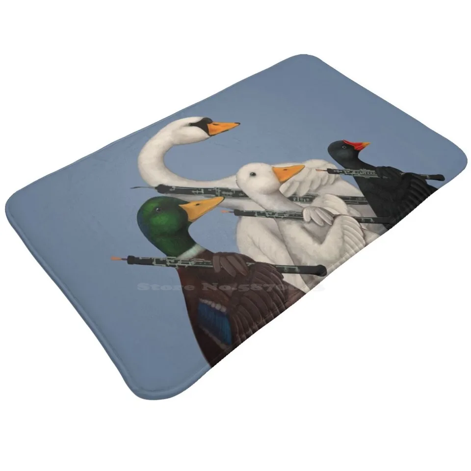Hudobná kačica, Goose, Moorhen a Swan Soft Cushion Car Home Carpet Door Mat Musicans Jack Heavenor Goose Duck Mallard