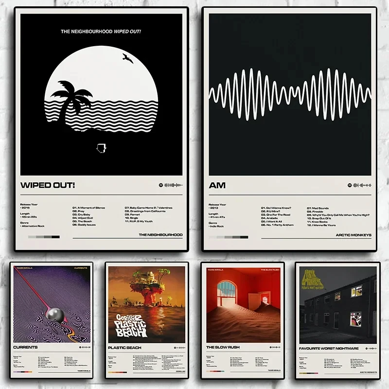 Hudobné album Band Details Plagát Gorillaz Arctic Monkeys Am rap hip hop rock wall art home dekoration estetic kawaii izba dekor