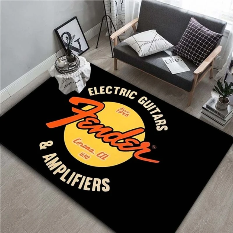 Hudobné gitarové logo logo dekoratívne koberce Spálňa obývacia izba Štúdia reštaurácia kuchyňa non -slip podlahové koberce
