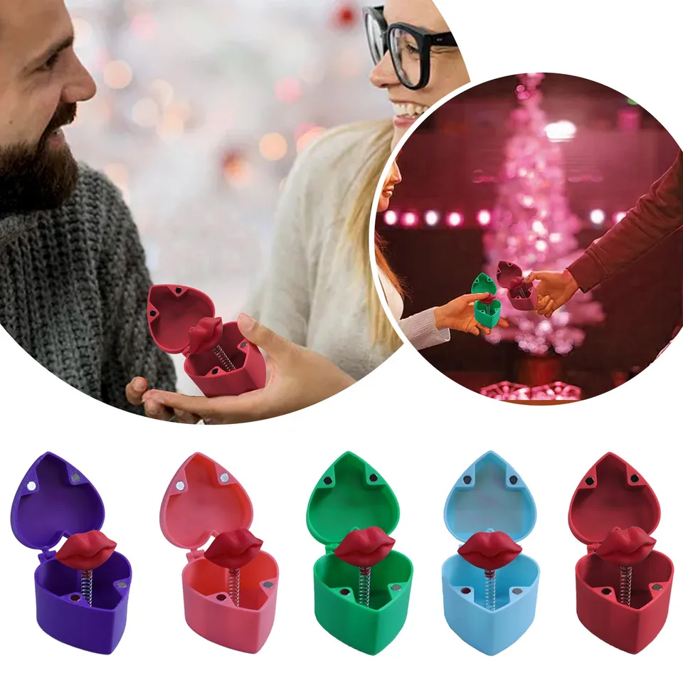 Hudobné koberce pery v krabici Prekvapenie darčekovej skrinky 3D tlačené červené pery v prekvapení darčekovej krabice Narodeniny a darčeky na Valentína