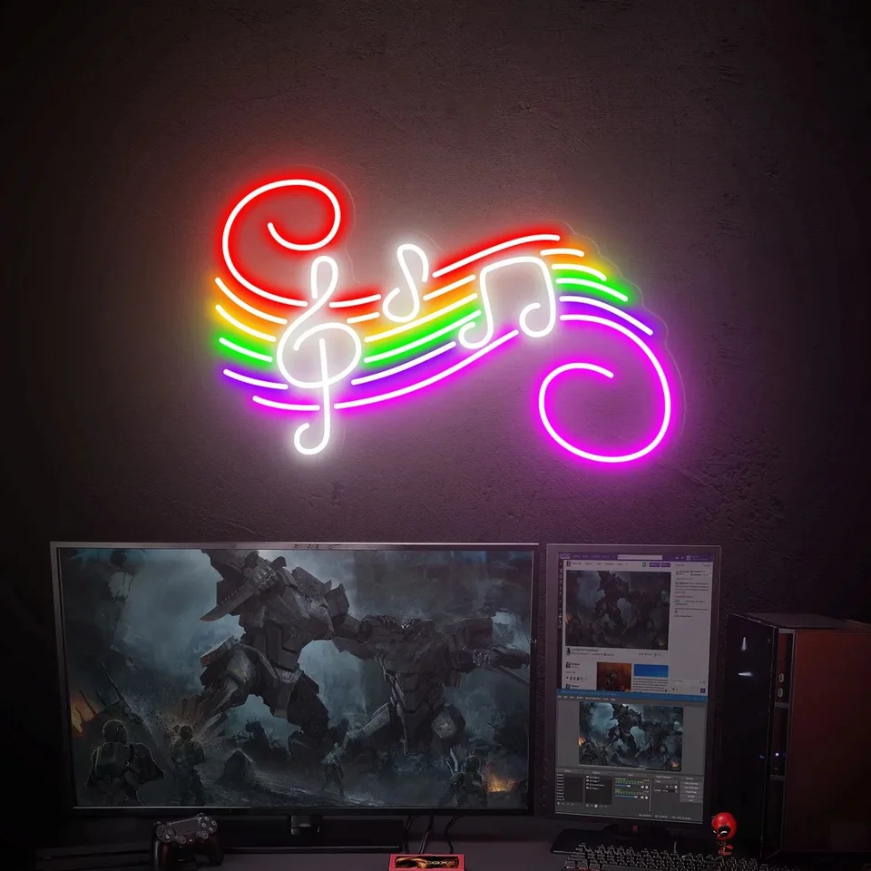 Hudobný tok neónové znamenie vlastná hudba Neon Sign Live Music Neon Sign Music Wall Art Hudobné poznámky neónové znamenie