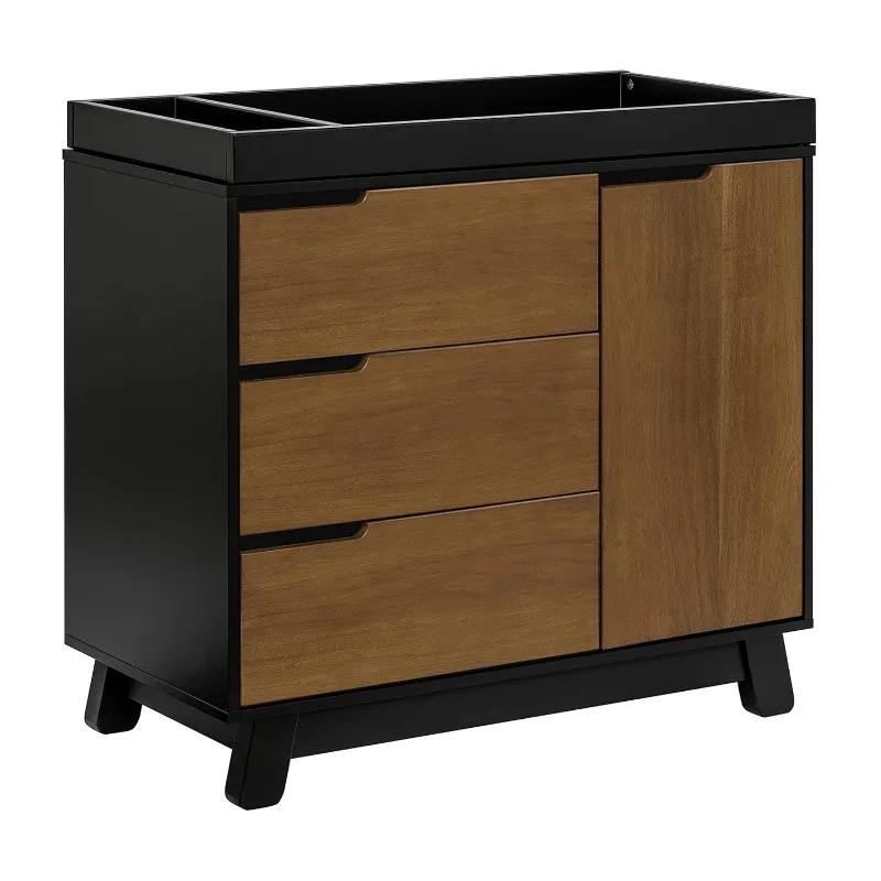 Hudson 3-Drawer Changer Dresser s odnímateľným meniacim sa podnosom v čiernom/prírodnom orete, Greenguard Gold certifikovaný