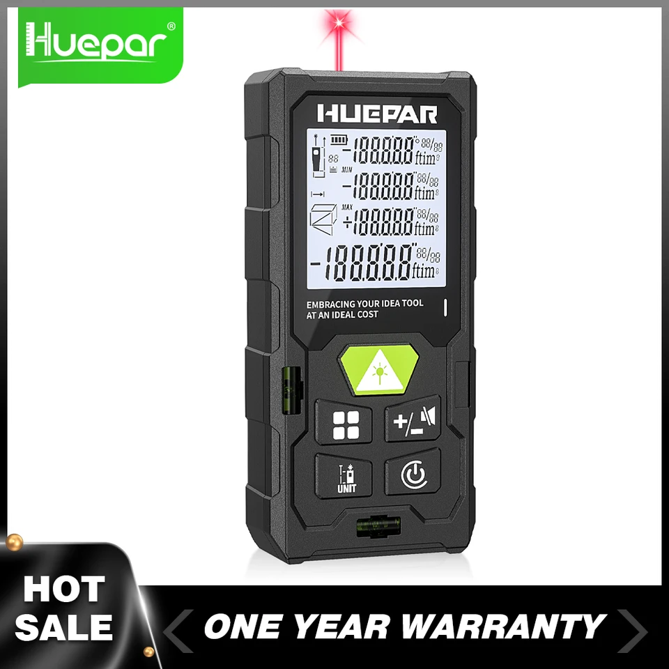 Huepar laserové meranie 50 m/80m/100 m/120 m diaľniční digitálne laserové merače vzdialenosti s podsvietením LCD, M/in/ft/ft_in_ Testovací nástroj jednotkovej jednotky