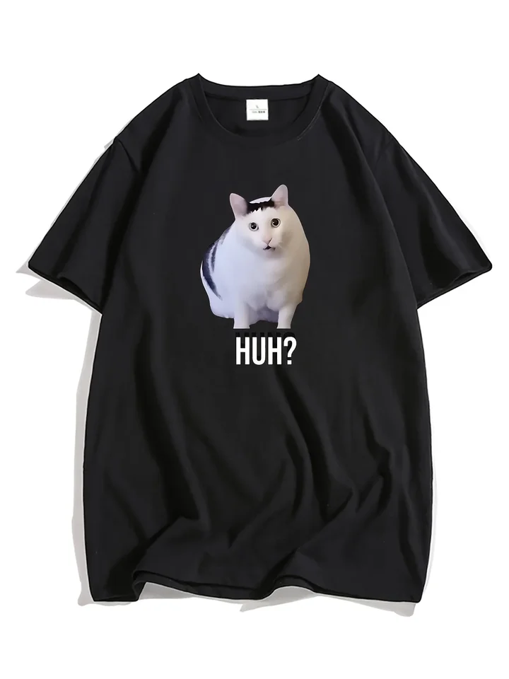 Huh vtipné mačky grafické tričko s krátkym rukávom Príležitostné pohodlné odpalisko pre ženy posádka tričko dám kawaii oblečenie pre dievča