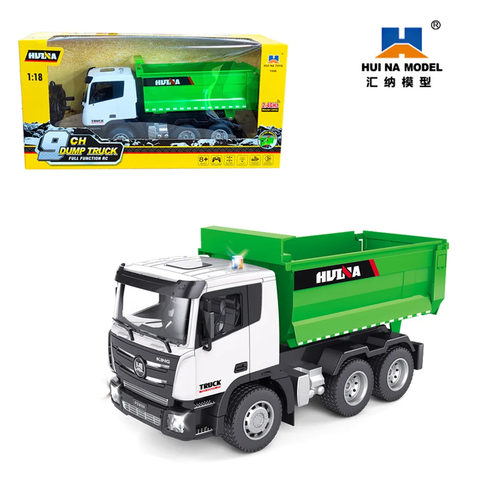 Huina 1:18 Nový 9 kanálov RC Dump Truck Simulation Engineering CAR diaľkové ovládanie Mixer Electric Hračky pre deti narodeniny gif gif