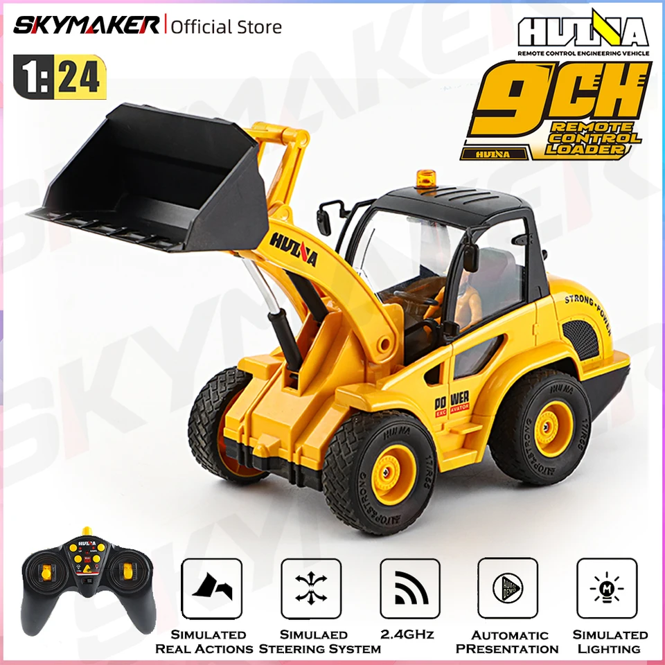 HUINA 1/24 RC Excavator 9 Channel 2.4G DISTÁRNE OVLÁDANIE ZLATIE VÝKLADNOSTI LED LED LIGHT LIGHT MODEL