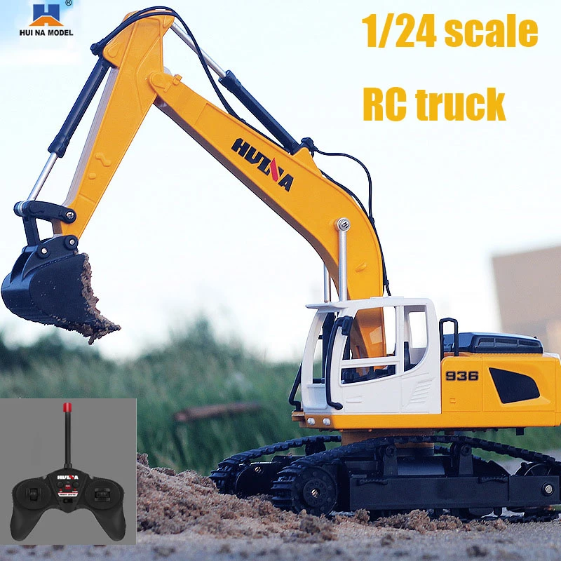 Huina 2.4g diaľkové ovládanie rýpadlo k nákladným automobilom Model hračky pre 6 kanálov RC Engineering Engineering Sumulation Truck Silamation hračky rýpadlo