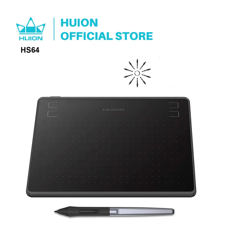 HUION HS64 6x4 palcov Grafické kreslenie Tablets Tablet Tablet Nástroje s bez batériu pre Android Windows a MacOS