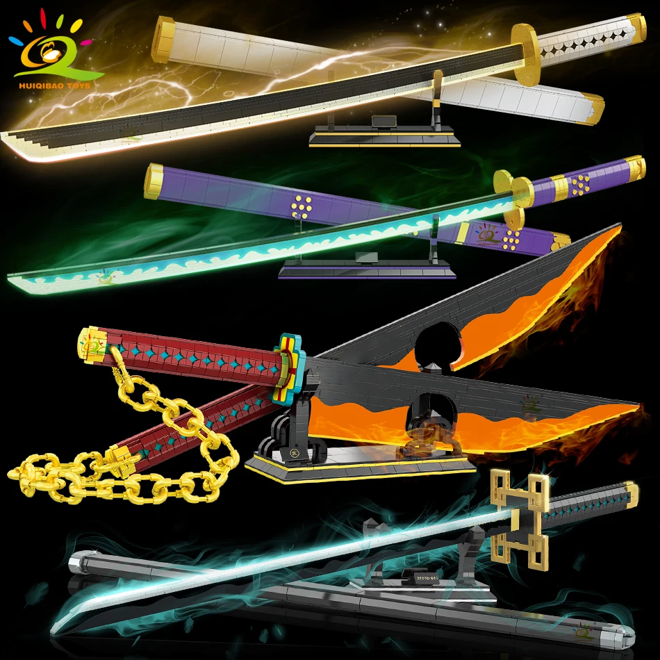 Huiqibao Samurai Sword Building Blocks Blocks Ninja Blade Katana Japonský anime motýľ nichirin nôž nožnice Detské hračky pre dospelých