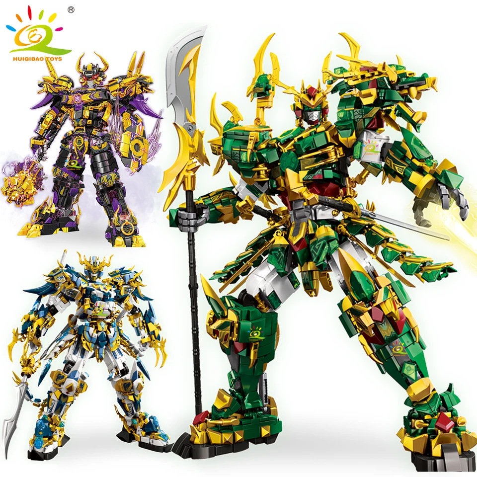 Huiqibao Sunwukong Warrior Mech Robot Building Blocks Moc Chinoiserie Action Figure Figure Brick Children Construction Display Hray