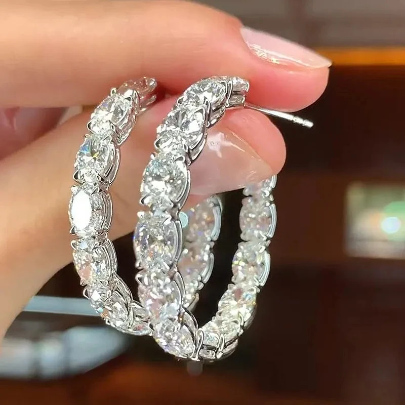 Huitan Big Circle náušnice pre ženy temperamentné náušnice uší s kubickými zirkónmi luxusnými ženskými doplnkami Vyhlásenie šperkov