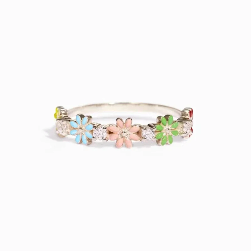 Huitan Delicate Flower navrhnutý prstene pre ženy nádherné farebné sladké doplnky prstom Romantické vynikajúce párty šperky darček