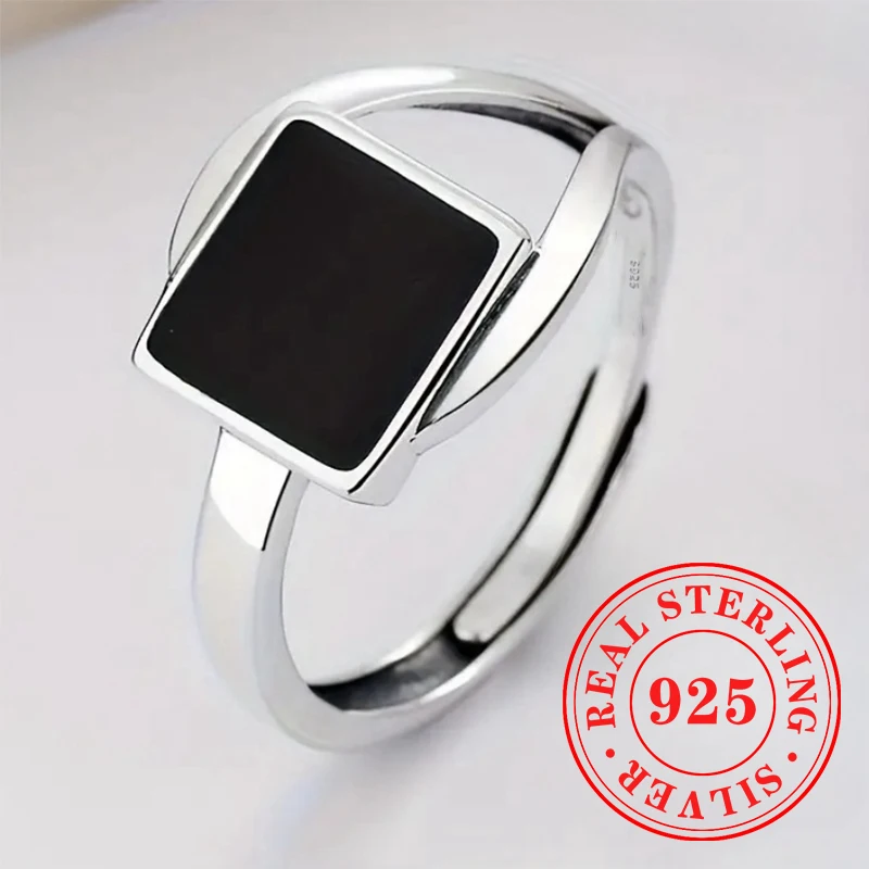 Huitan novo navrhnutý 925 otváracie prstene Sterling Silver pre ženy jednoduché štýlové všestranné prstene Hit Hop Punk Fine Party šperky