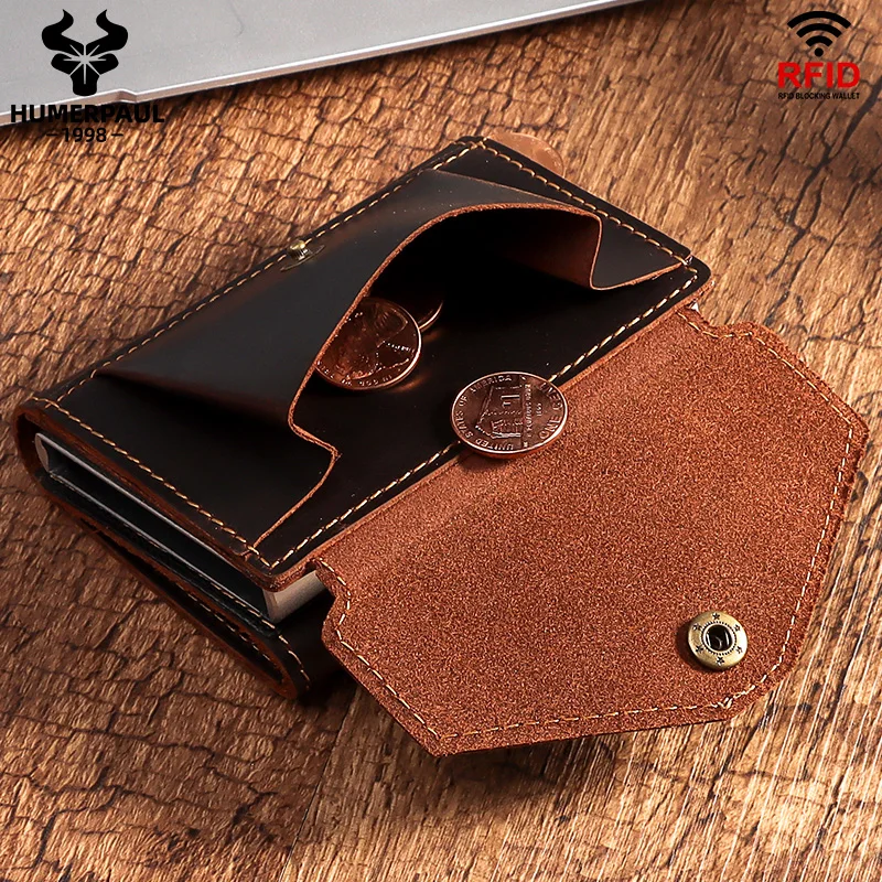 Humerpaul Crazy Horse Leather Pánska minca s kabelkou Rfid