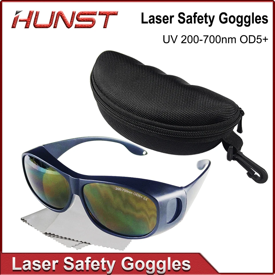 Hunst OD5+ Profesionálne laserové bezpečnostné okuliare pre 355nm 450nm 520nm 532nm 650nm UV, zelená, modrá, červené laserové očné ochranné okuliare
