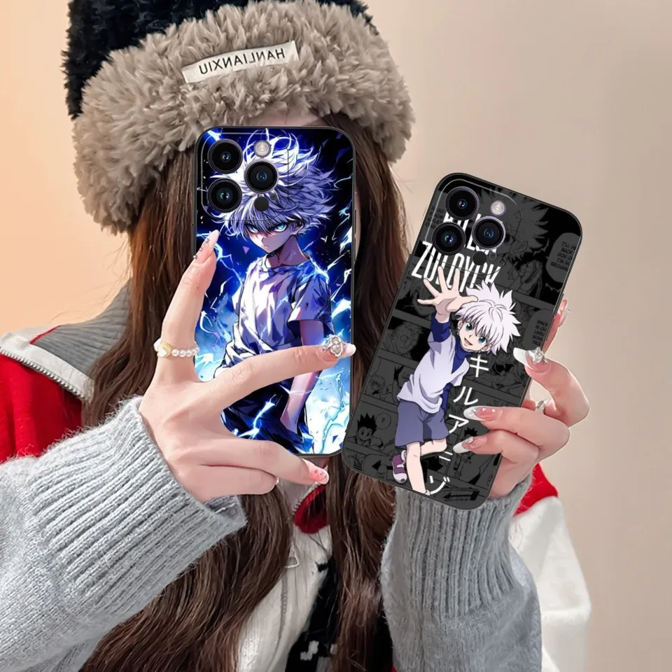 Hunter Killua mobilný mobilný telefón puzdro pre iPhone 15 14 13 12 11 x xr xs 8 7 pro Max Plus Mini čierny mäkký telefón Funda