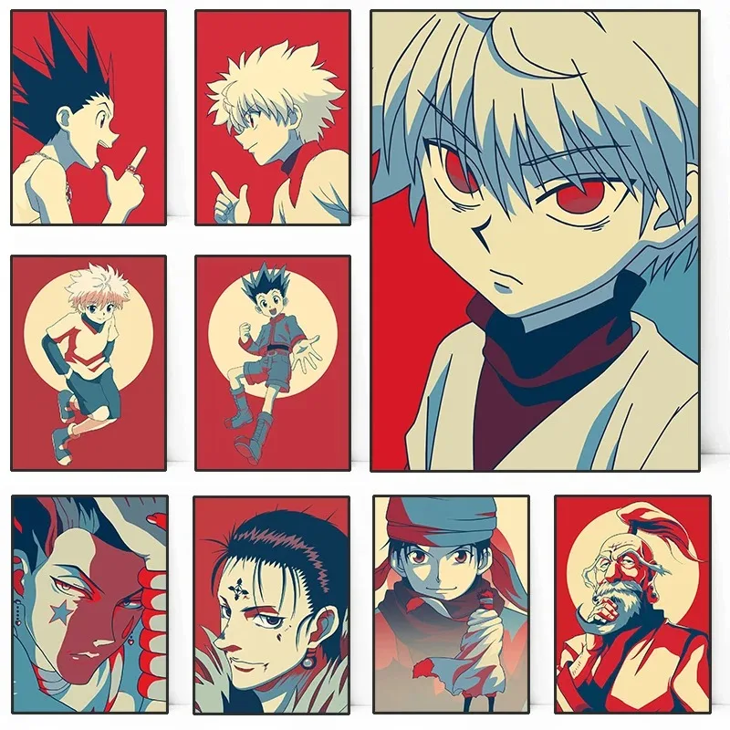Hunter x Hunter retro anime plagáty Killua zoldyck kurapika gon freecss hisoka plátno maľba maľba domáca izba dekorácie