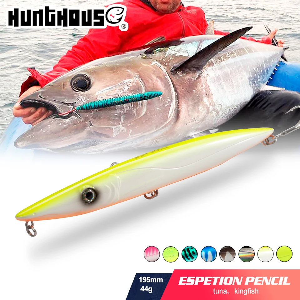 Hunthouse horná voda Rybárska návnada plávajúca tvrdá návnada chôdza prechádzka 195 mm 44 g Wtd dlhá liate Stickbait Salkwater Bluefish Fish Rundle