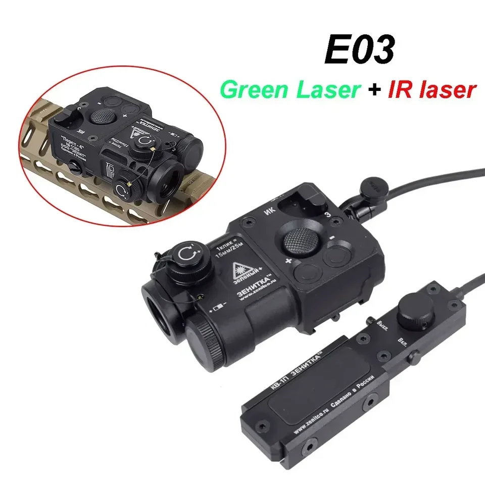 Hunting Pers-4 Zenitco zameraný na LA-Ser PEQ Green Ir Airsoft Tactical Weapon Red Dot Sight Scope s chvostovým spínačom AR15 HK416