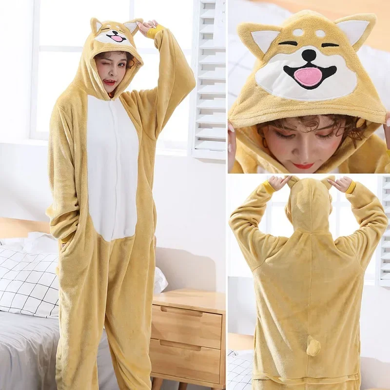 Husky Shiba Inu kombinéza Corgi Akita psie zvieracie pyžamy Ženy Men Cartoon Onesie dospelí
