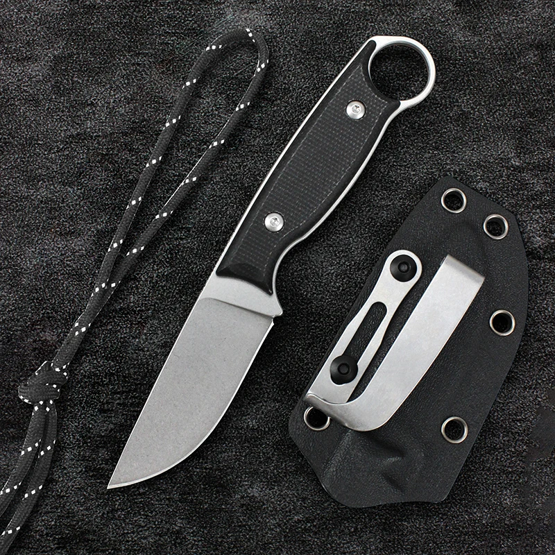 Huunting pevná čepeľ nôž D2 oceľ High Hardness Outdoor Self-Defense EDC Straight Knife K Puseath Nástroj pre mužov GT0174