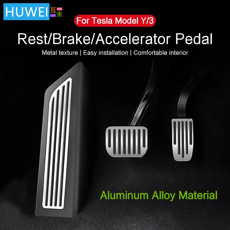 Huwei 2021-2023 Pedálové podložky pre pedály automobilu pre Tesla Model 3 Y Accessories Litchi Grain Anti-Saluminum Accelerator Brake Accelerator
