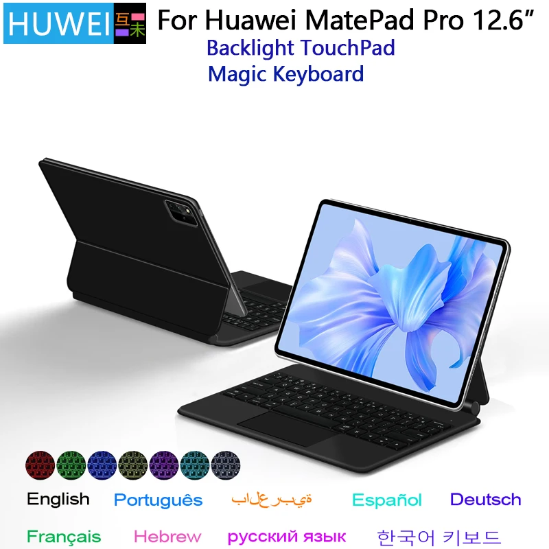 Huwei Backlight Magic Keyboard pre Huawei MatePad Pro 12,6 palca WGR-W09 WGR-W19 AN19 Tablet Smart Case Klávesnica Španielska ruština