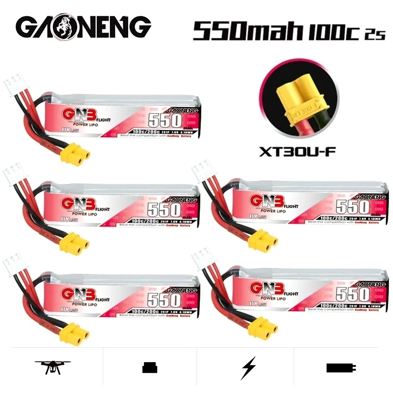 HV Max 200C GNB 2S 550 mAh lipo batéria pre RC Car Boat RC Helikoptéra QuadCopter FPV Racing Drone Parts 7,6V Drones Battery