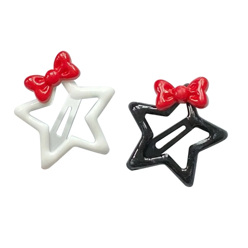 Hviezda v vlasy pre dievčatá pre dievčatá Y2K Sladký bočný klip Duckbill Clip Bowtie Hair Barrettes pre dospievajúcich detské vlasy DXAA