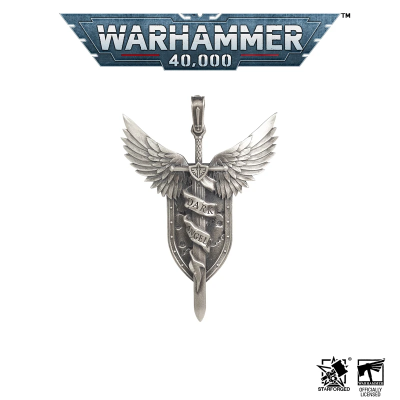 Hviezdna hviezda kované vojnové kladivo 40k vojnové kladivo 40000 Okolo Dark Angel Lion King Sword Strieborný prívesok