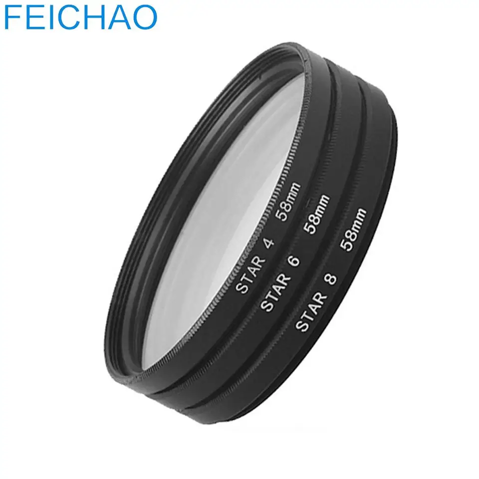 Hviezdny filter s fotoaparátom 4x 6x 8x bodový riadok 37 40,5 43 46 49 52 55 58 62 67 72 77 82 mm pre Canon Sony Nikon DSLR MobilePhone Len