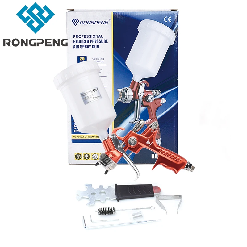 HVLP Sprave Gun Rongpeng Professional Pneumatic 1,3 mm tryska pneumatická náradie Airbrush pre auto automatické povrchové vrstvy maľba