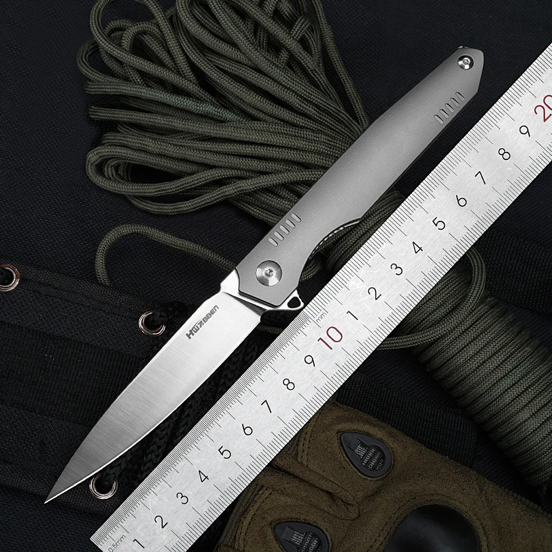 Hwzbben M390 skladací vreckový nôž titánový rukoväť EDC prežitie Zbierka nástroja Darček Dobré pre poľovníctvo prežitie kempingu