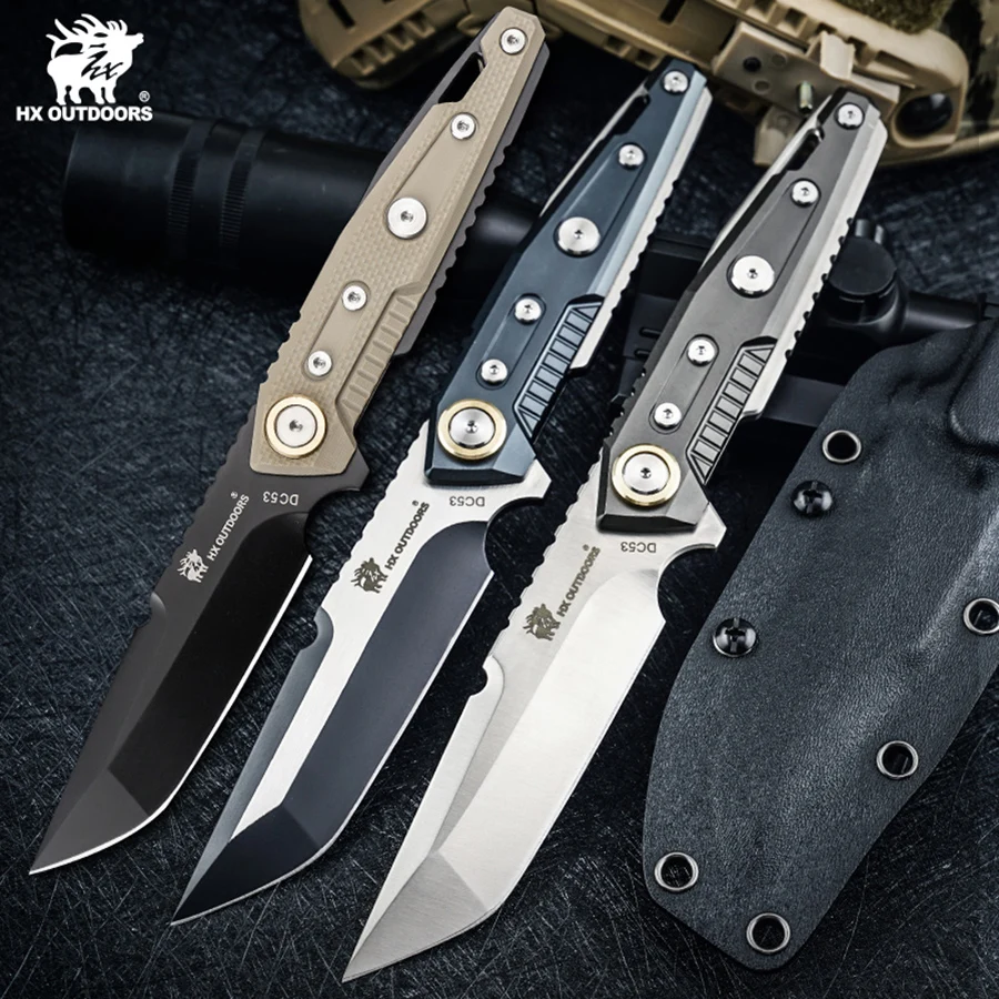 HX Outdoor DC53 Kemping taktický nôž, ultra ostrý lovecký nôž, profesionálny lovecký nôž prémiové nože s Kydex Dropshipping