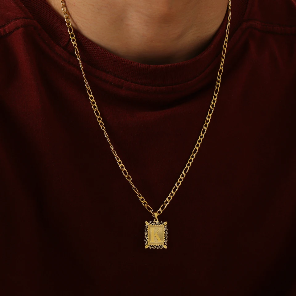 Hy vlastný počiatočný list náhrdelník pre mužov18k Zlatý list prívesok retiazky Náhrdelníky Man Jewelry Vianočné darček pre priateľa